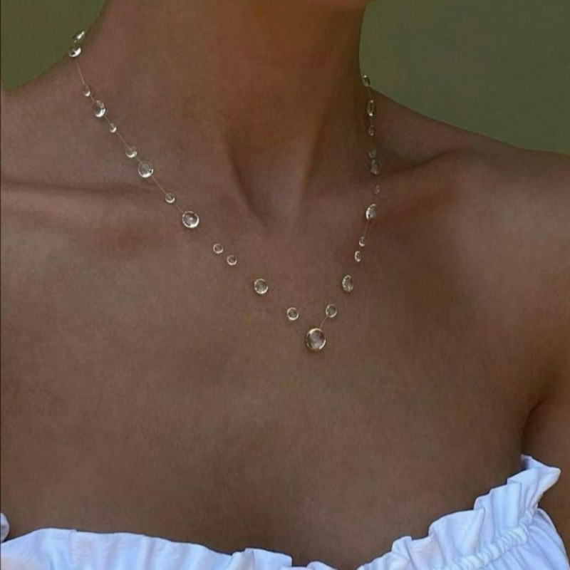 Resin Art Necklace - Colar de gota de água transparente,