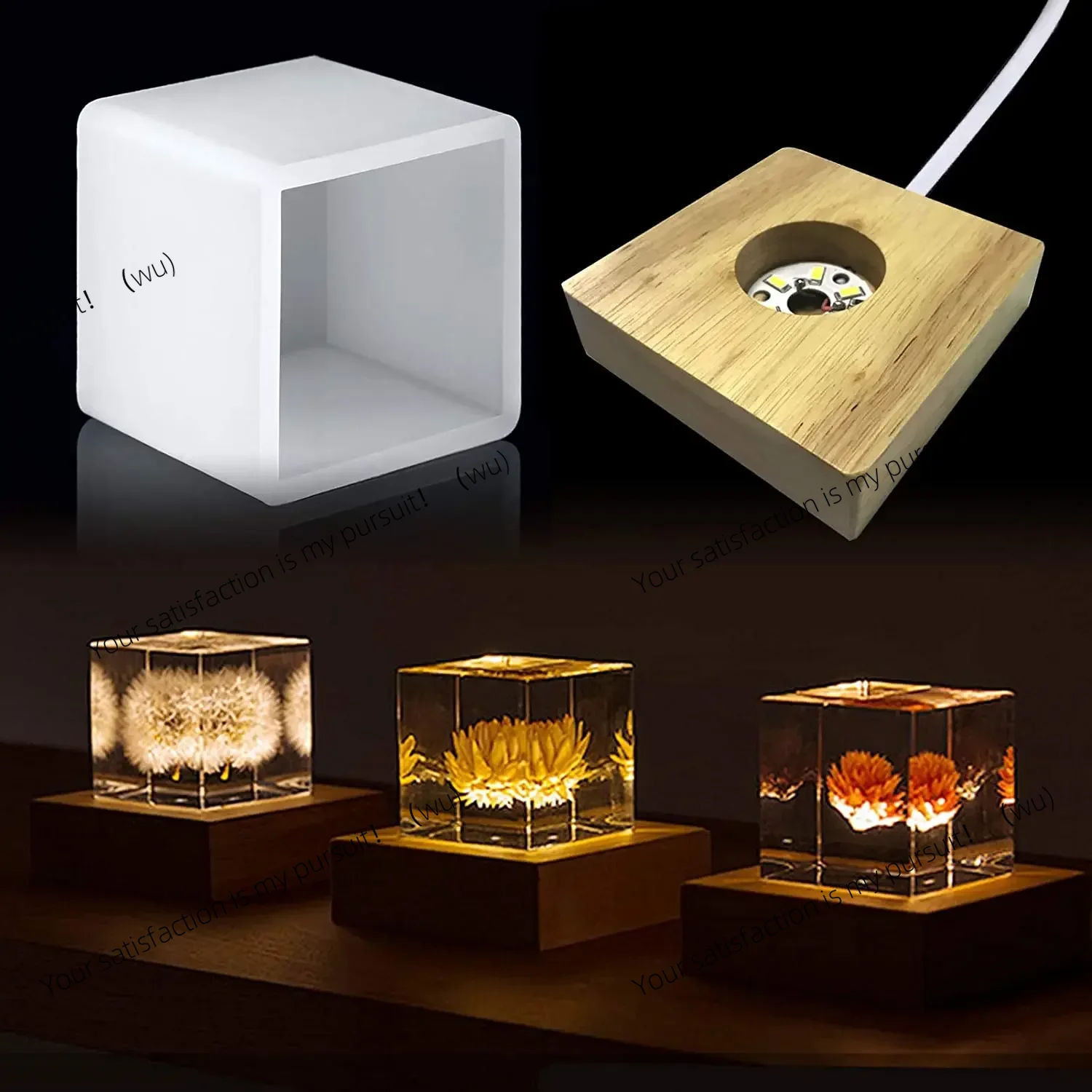 Resin Art Stand - Molde de resina de luz quadrada,