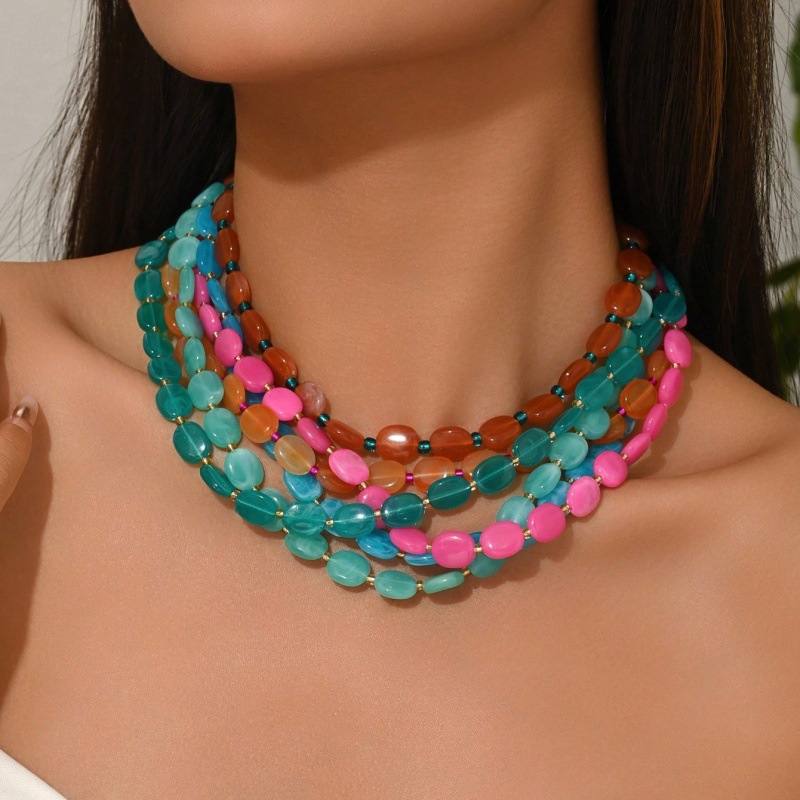 Resin Art Necklace - Colares de Contas Coloridas em Camadas