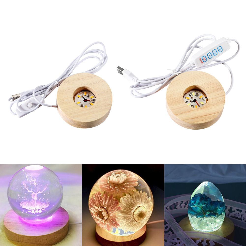 Resin Art Stand - Resina arte display redondo de madeira