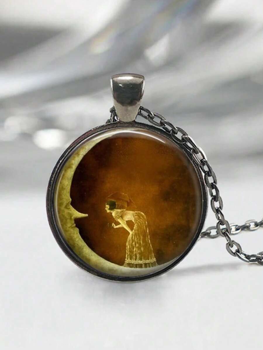 Resin Art Necklace - suteyi Mulher na Lua, Obra de