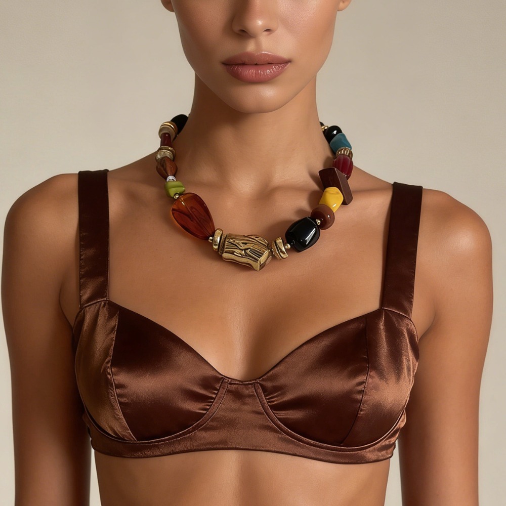 Resin Art Necklace - Colar de Destaque Feminino Estilo Boho