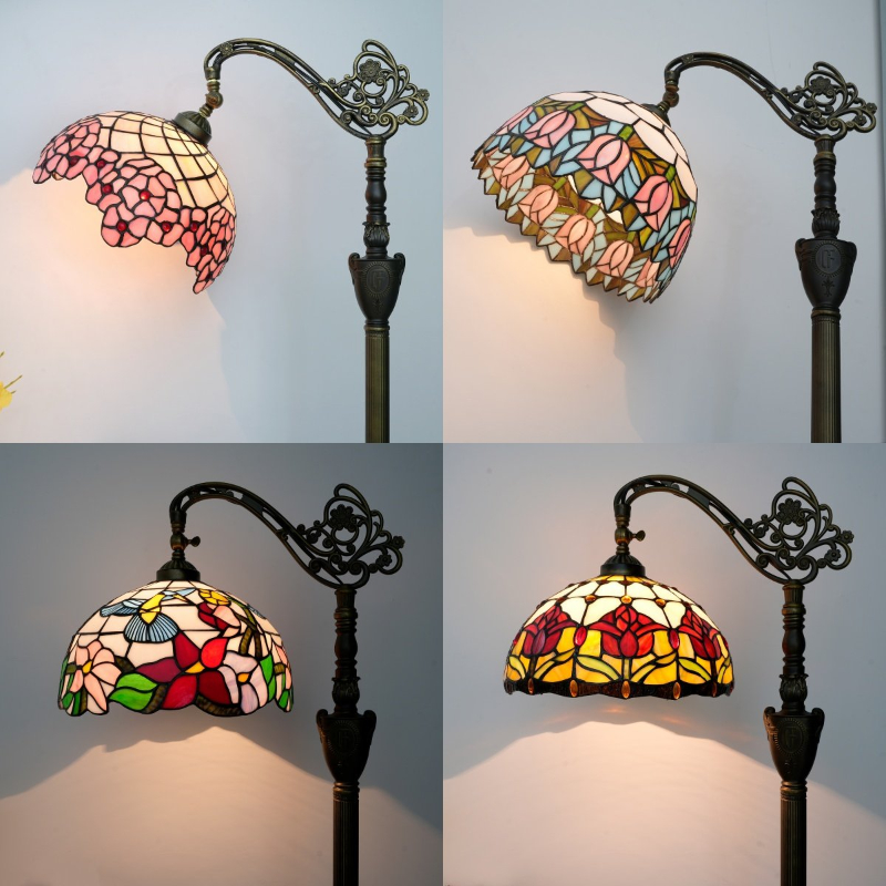 Resin Art Stand - Luminárias de Chão Tiffany com Flores,