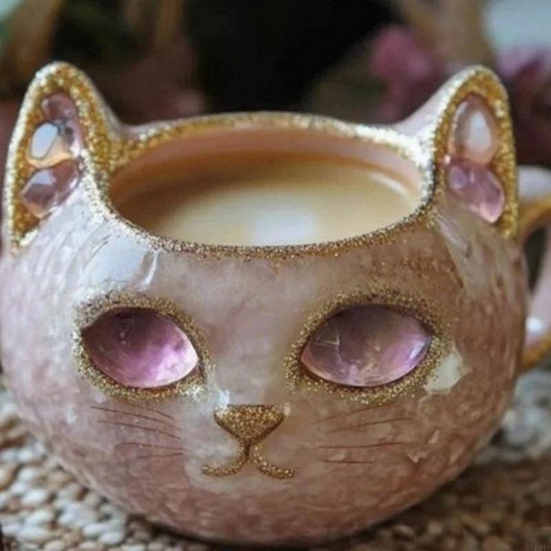 Resin Art Geode - Estilo gatos rosto canecas resina geodo