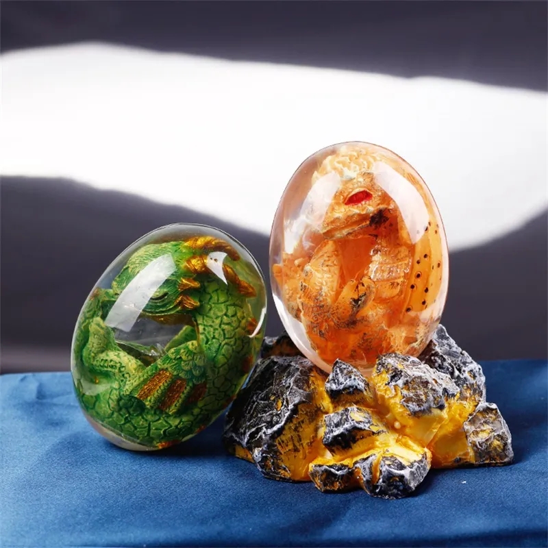 Lava dragão ovo estátua com ba - Resin Art Stand avaliação e preço