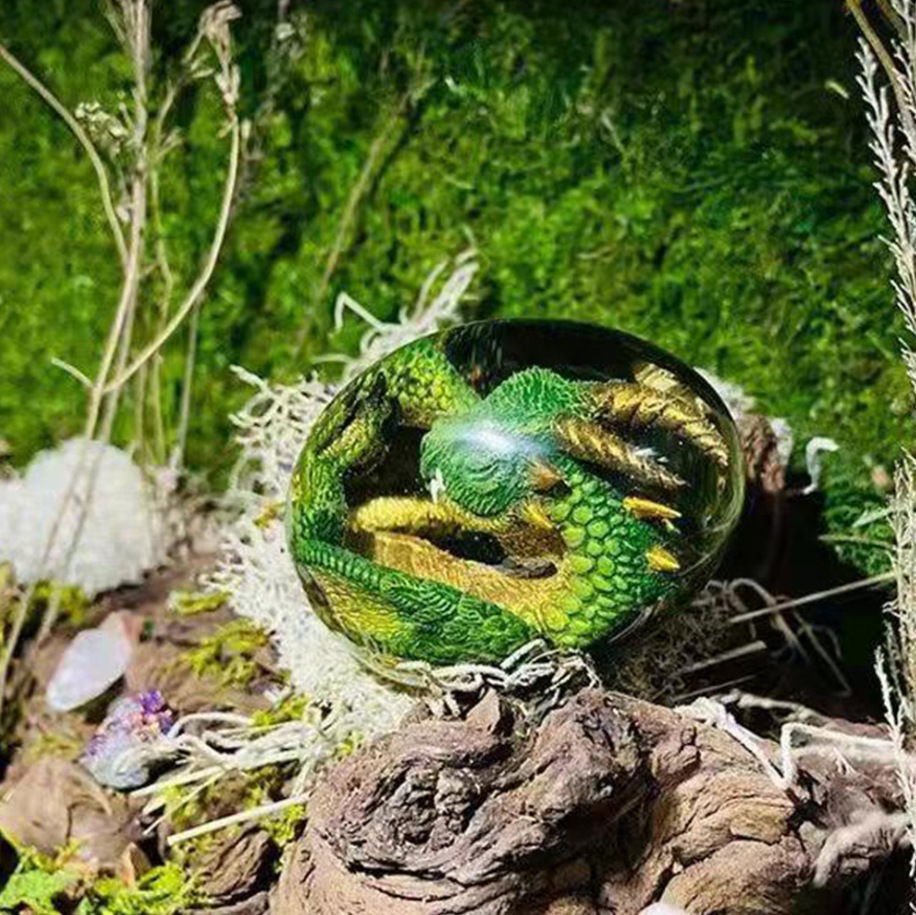 Lava dragão ovo estátua com ba - Resin Art Stand avaliação e preço