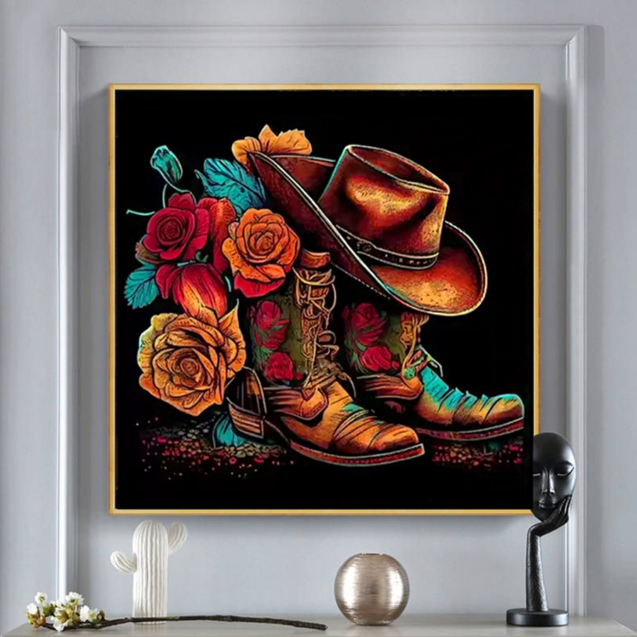 Chapéu de cowboy botas kits de - Resin Art For Rose avaliação e preço