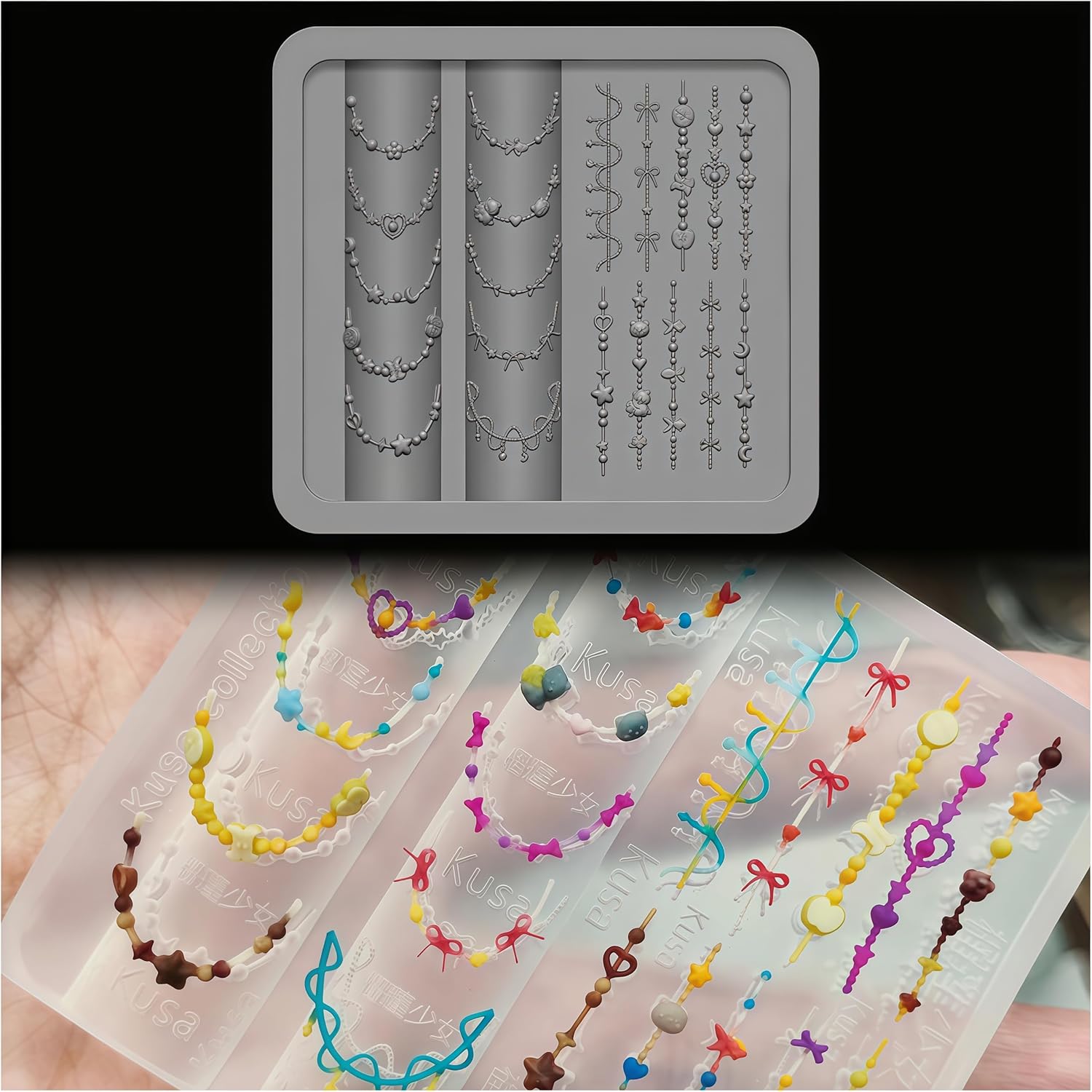3d grânulo colar gel arte do p - Resin Art Necklace avaliação e preço